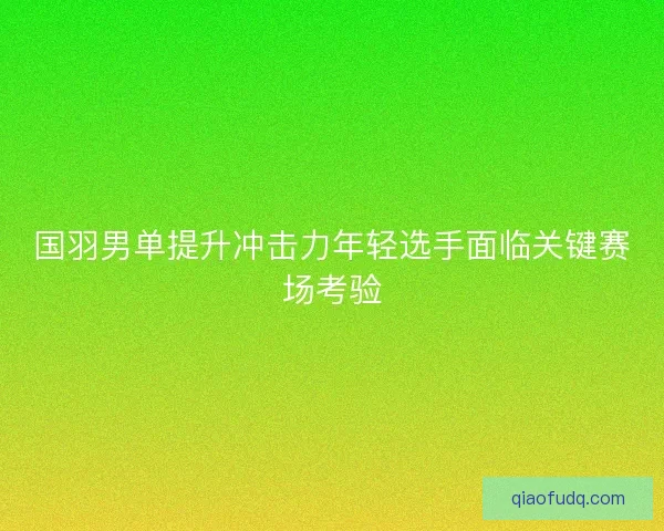 国羽男单提升冲击力年轻选手面临关键赛场考验
